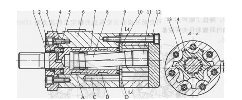 配流軸配流的擺線液壓馬達結構圖