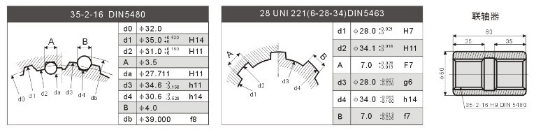 AKS擺缸馬達(dá)花鍵參數(shù)聯(lián)軸器